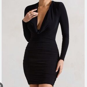 Lioness Black Cowl Neck Mini Dress